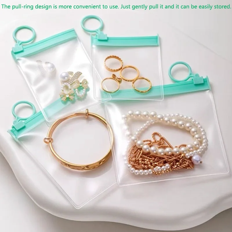 

10Pcs Antioxidant jewelry pull ring sealed bag jewelry earrings pins rings necklace gold storage transparent bag