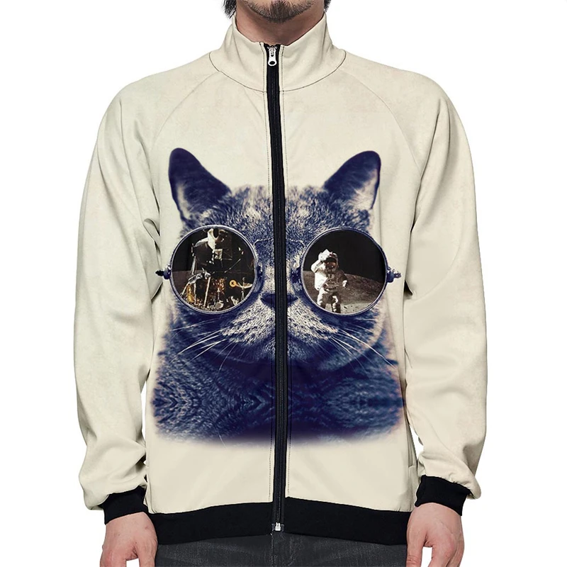 New Cat Animel 3D Jacket Men Women Harajuku Hip Hop New Style Hoodies Casual Stand Collar Zipper Sweatshirt Ropa Para Hombre Top