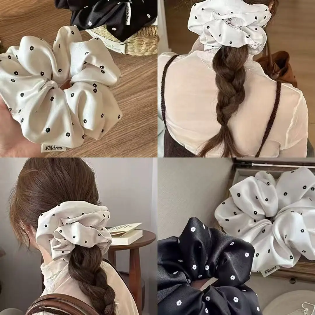 

Elegant Hair Rope Korean Gentle Ponytail Head Rope Niche Bun Hair Circle Satin Large Intestine Hair Accessories For Women