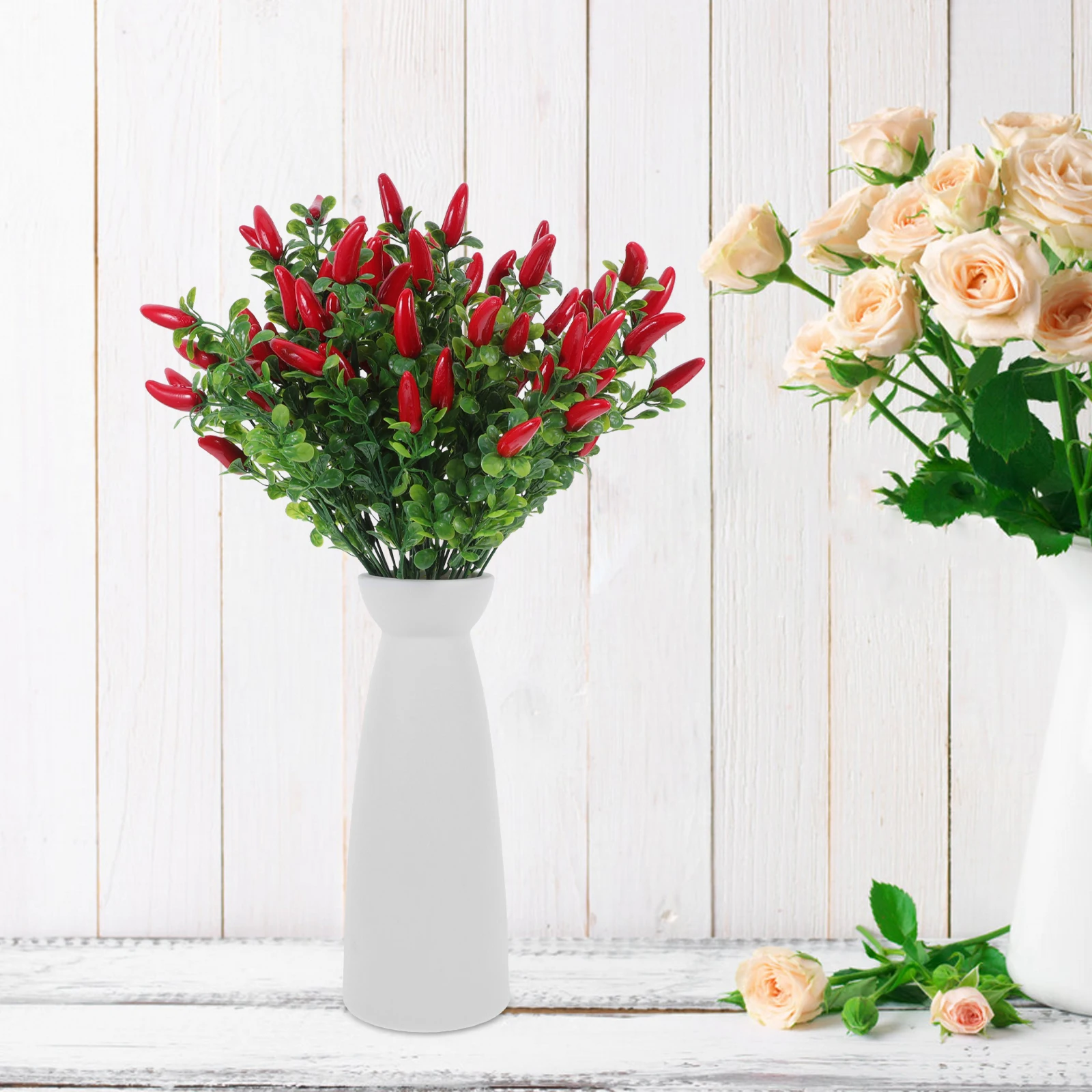 

4Pcs Fake Pepper Plant Decor Realistic Artificial Chili Bunch for Home Office Desk Decor Vase Filler Simulation Fruit Branch