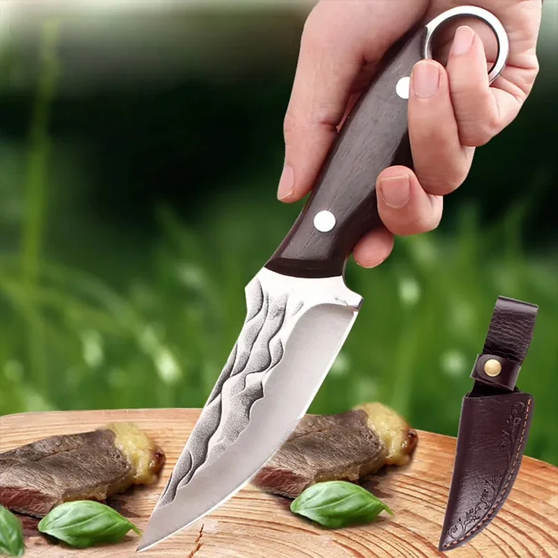 Butcher Boning Knife Wood Handle Hand Forged Blade Kitchen Knife Slicing Meat Fruit Vegetables Portable Knife Chef Cleaver Tools