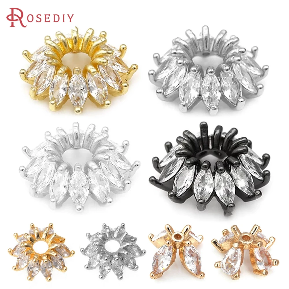 4PCS 18K Gold Color Horse Eyes Shape Zircon Beads Caps High Quality Necklace Earrings Diy Accessories Rosediy Official Website