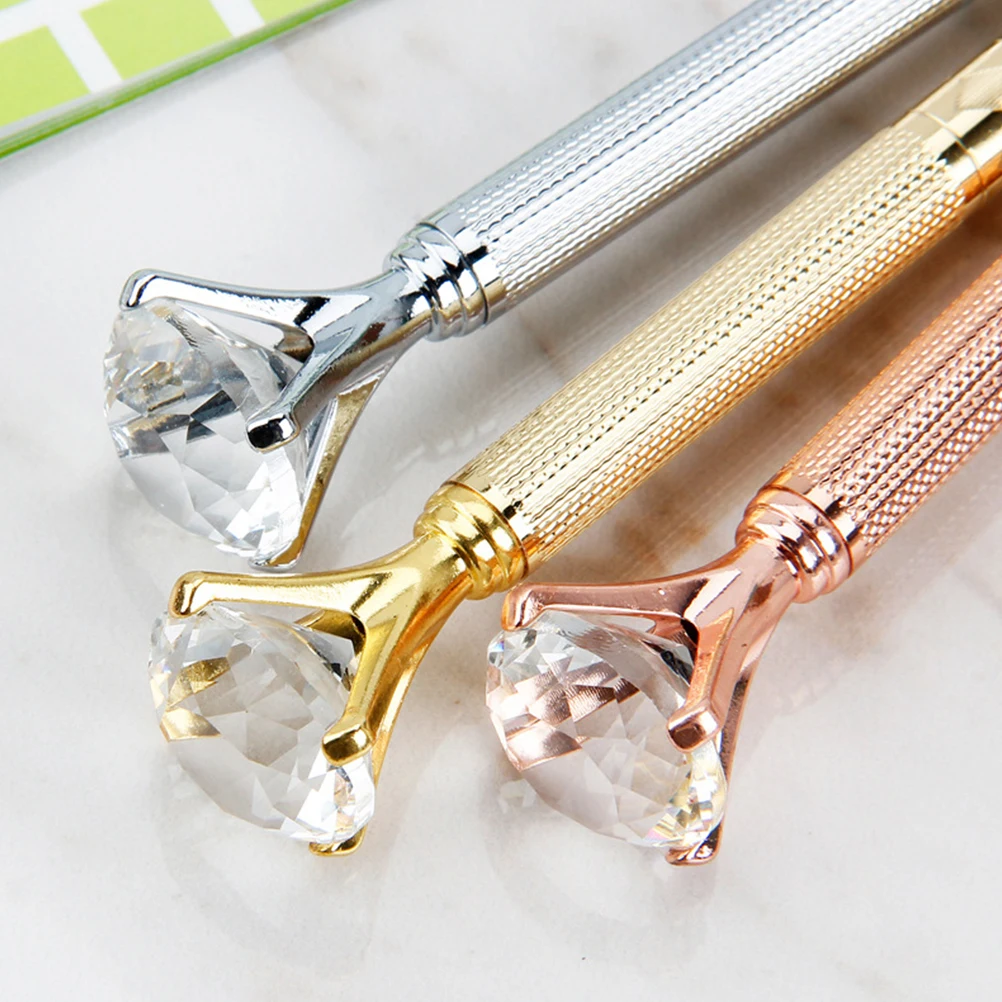 

2Pcs Large Diamond Crystal Ballpoint Pen Metal Roller Pen Smooth Wear Resistant Office School Gift Ballpoint Pens