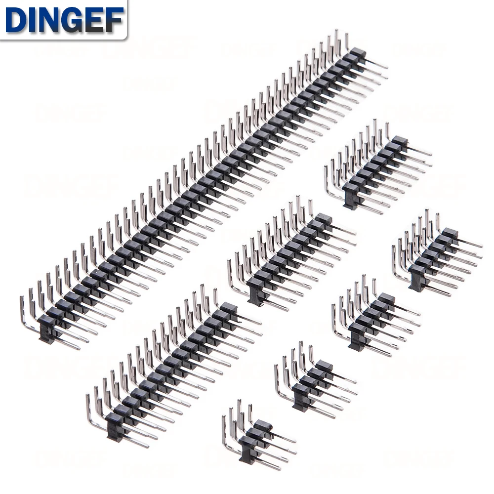 10PCS 90 Degree 2.54mm 2X3/4/5/6/8/10/12/15/40P Double Row Curved Needle Pin Header Connector IC Electronic components