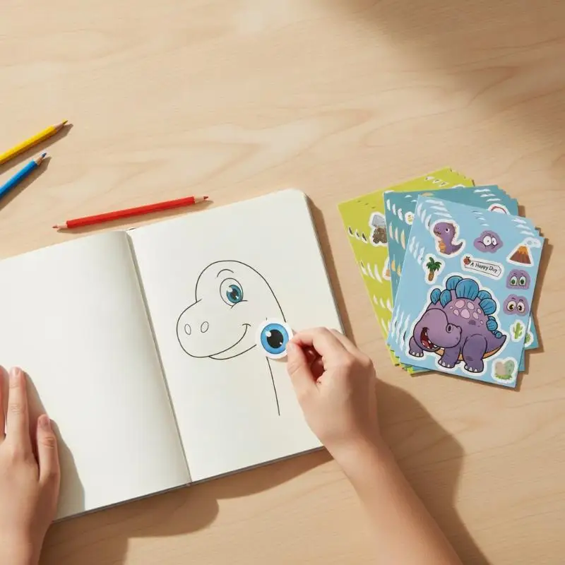 8Pcs Dinosaur Stickers Handmade DIY Creative Personalized Decoration Sticke