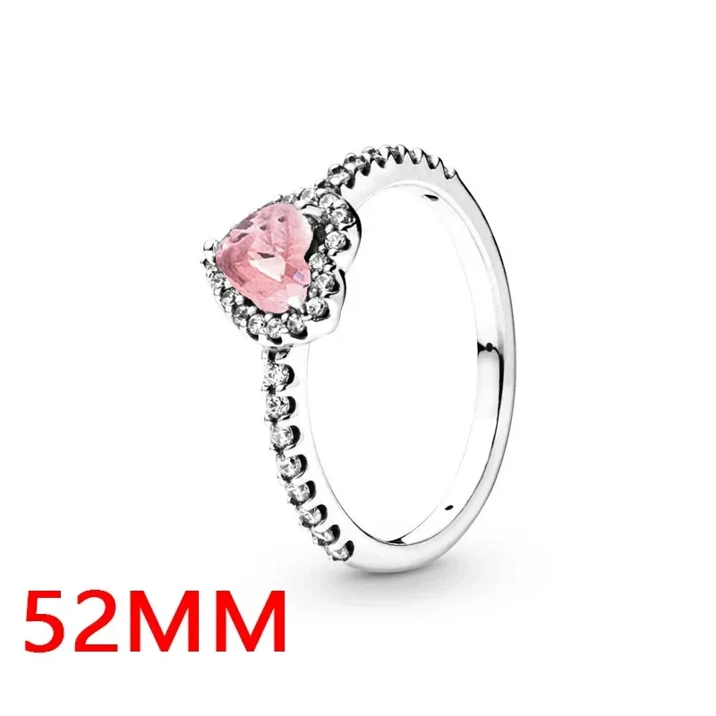 Popular 100% 925 Silver Classic Pink Heart Necklace Earrings and Ring Set DIY Charm Jewelry Gifts Fashion Light Luxury