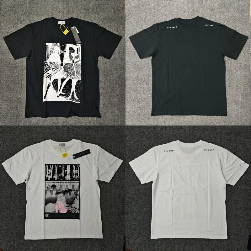 2026 New Cav Empt C.E Cyber Waveform Abstract Graphic T-Shirt Men Women Cotton Short Sleeve Tee Streetwear Tops