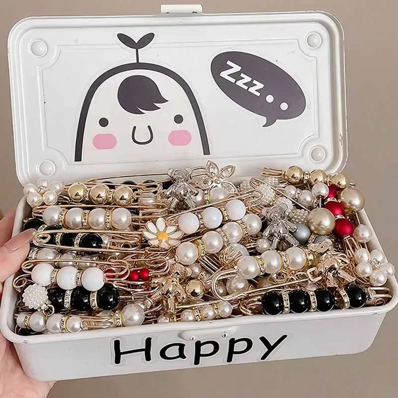 1Set Clothing Brooches Waist Adjustment for Women Pearl Lapel Pin Sweater Dress Brooch Pins Badge Buckle DIY Accessories