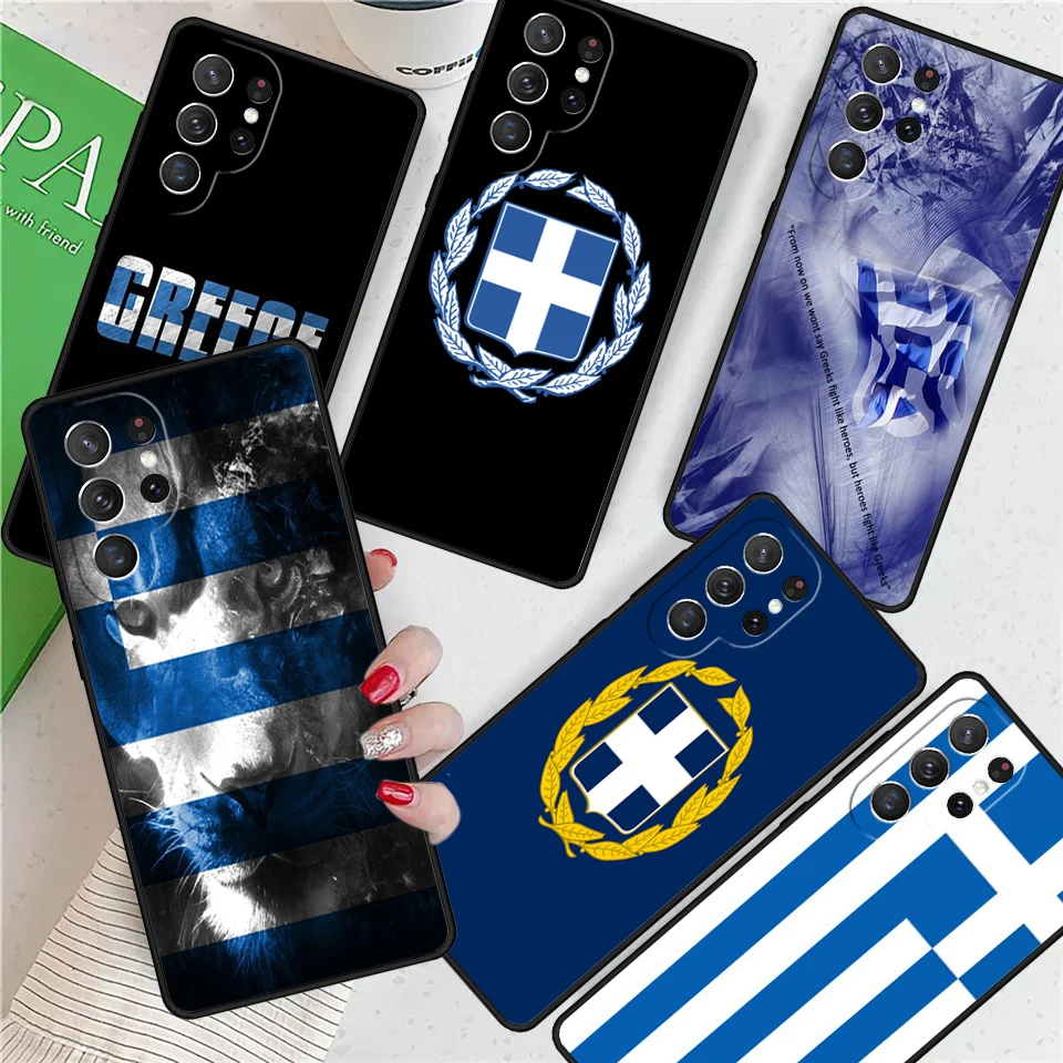 Greece Greek Flag For Samsung Galaxy S24 Ultra S21 S22 S8 S9 S10E Note 10 20 Plus FE S23 Phone case Cover Coque