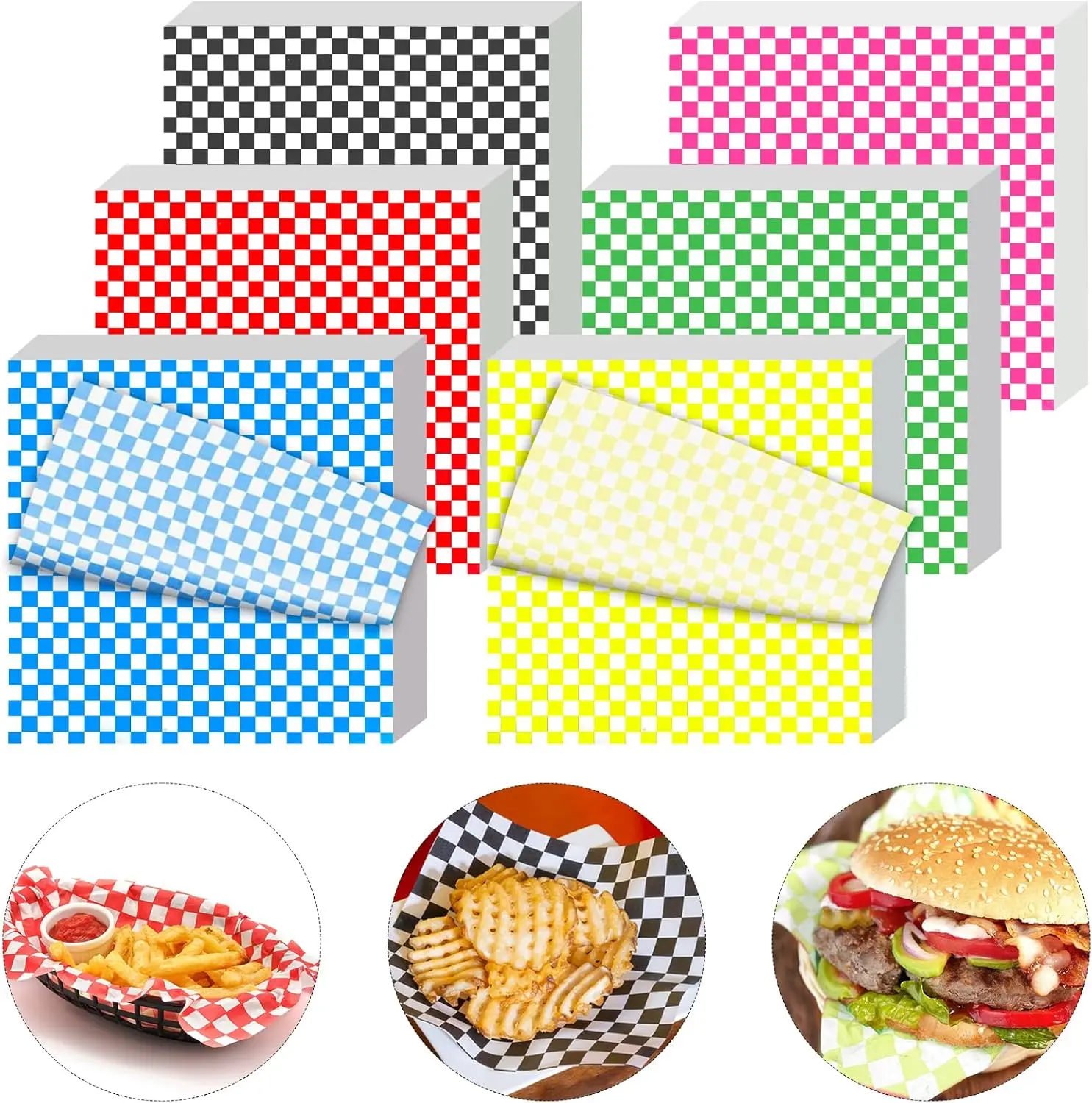 

120Pcs 12x12 Inch Wax Paper Sheets, Grease Resistant Sandwich Wrapping Paper, Festive Checkered Design for Parties & Outdoor Events