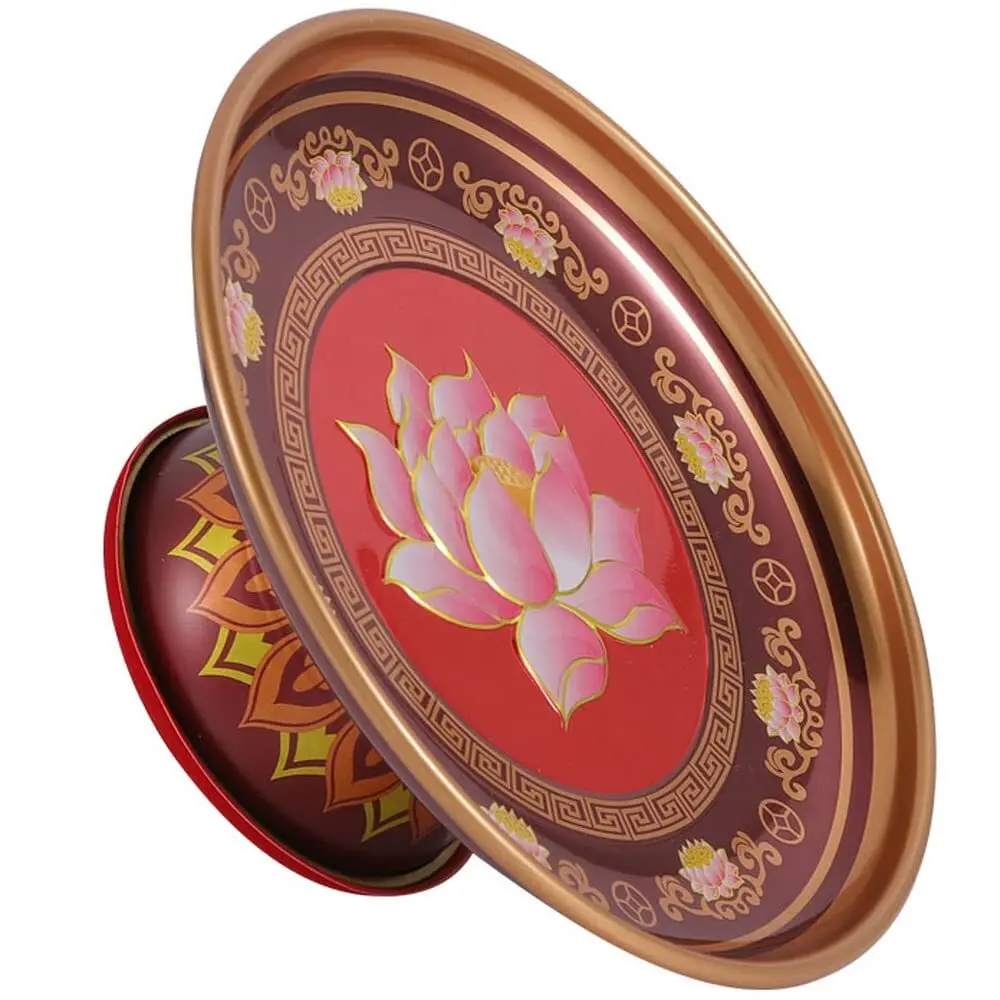 18cm Alloy Lotus Offering Plate Tribute Plate Home Buddha Fruit Plate Buddhism