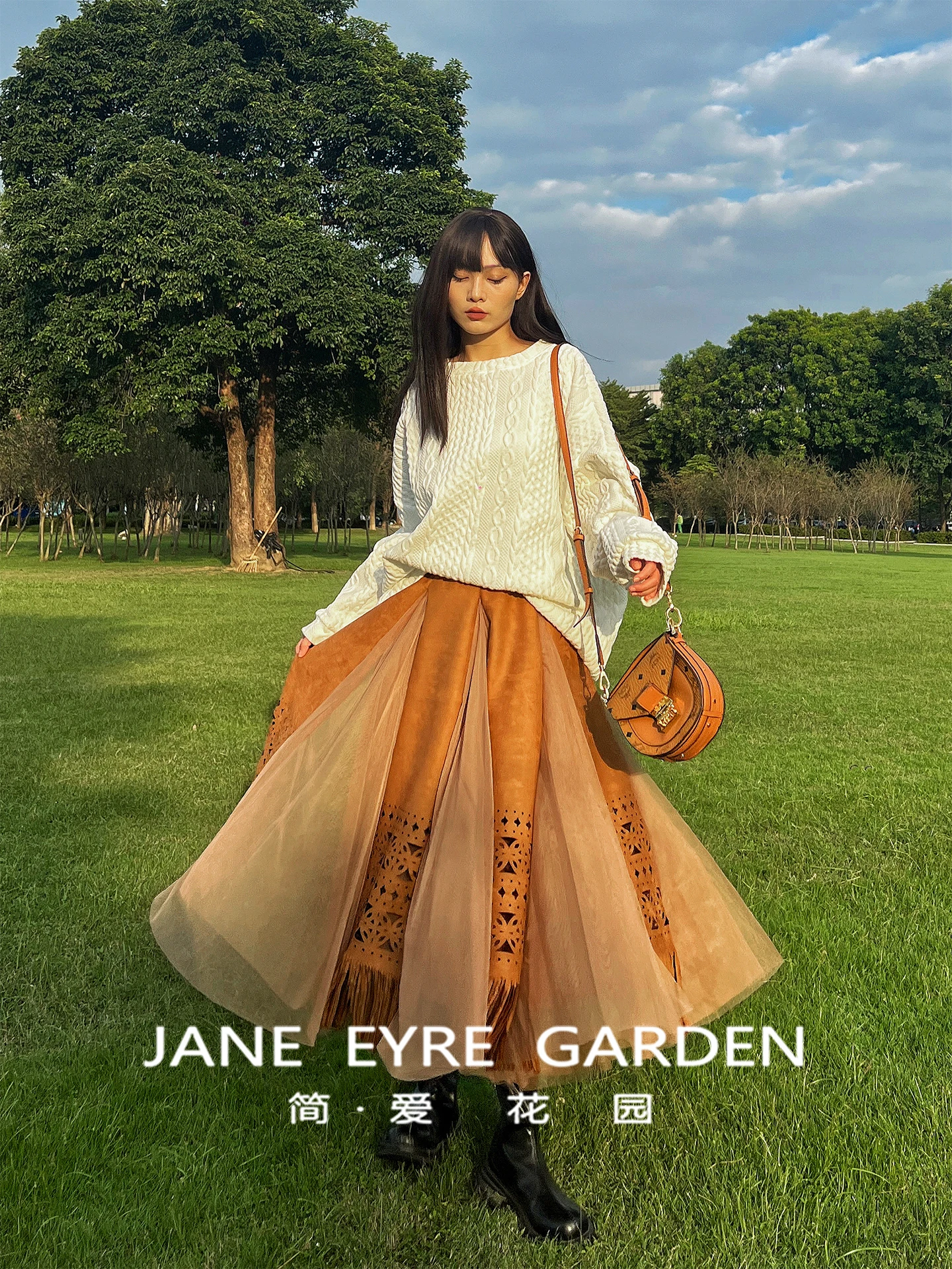 

TIYIHAILEY-Women's Long Mid-Calf Mesh Skirt, Elastic Waist Three Layer Skirts,Patchwork Tassels, Fashion 2025 Brown Ladeis Suede