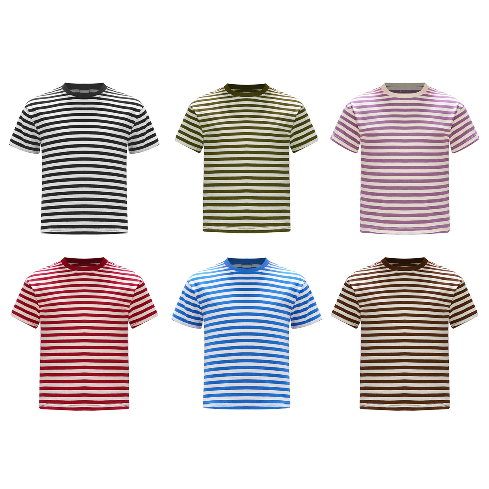 Kids Girls Striped T Shirt Color Block Short Sleeve Tops Casual Summer Crew Neck Regular Fit Pullover Tee Tops Casual Streetwear