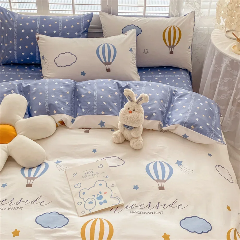 Springtime Bed Sheet Set Four Piece Sets Cartoon Pure Cotton Print Child Quilt Cover Sheet Pillowcase Bedding Textile