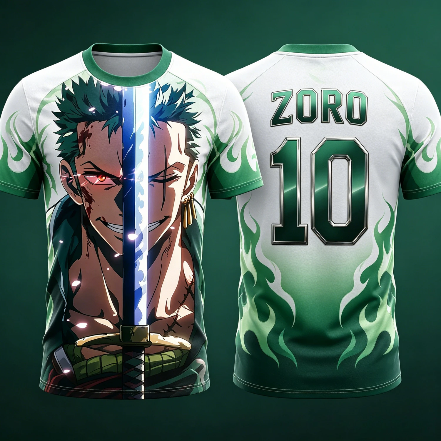 2026 Summer One Piece Zoro Retro Cosplay T-shirt Men's Oversized 3D Printed Short-sleeved Family Unisex Children's Sports Shirt