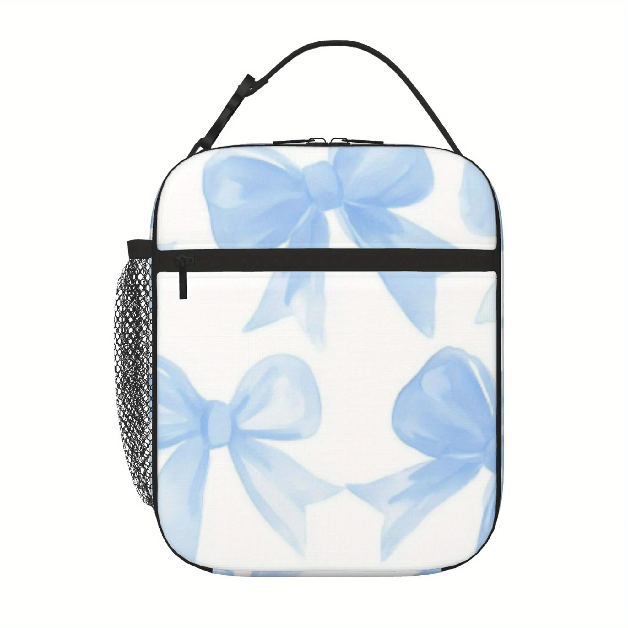 1pc Printed Light Blue Bow Pattern Thermal Bag, Insulation Bag, Insulated Bag. Not for Food Contact. Suitable for Home, Restaura
