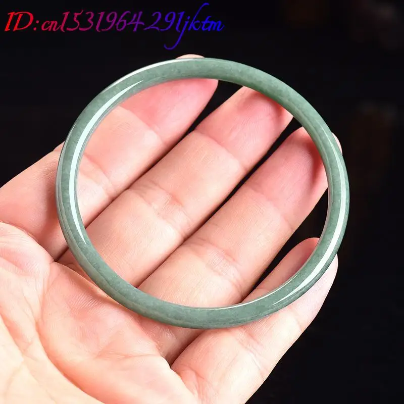 Natural Burmese Jadeite Bracelet Bangle Real Jade Designer Accessories Carved Gemstone Amulet Fashion Vintage Gifts for Women view 4