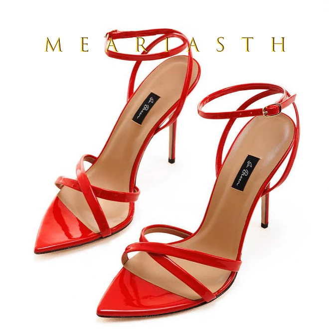 

NEW Fashionable Pointed Toe High Heel Sandals Women's Summer Ankle Strap Sexy Thin Heel Slippers Comfortable Rubber Sole Shoes