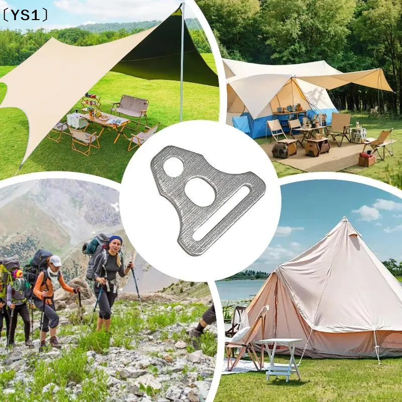 〔YS1〕5/10pcs Outdoor Tent Canopy Support Poles Aluminum Alloy Triangle Plates Camping Windproof Guyline Buckles