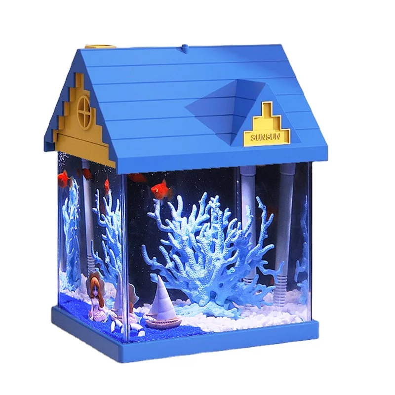 

Blue House Aquarium Fish Tank for Home Decoration