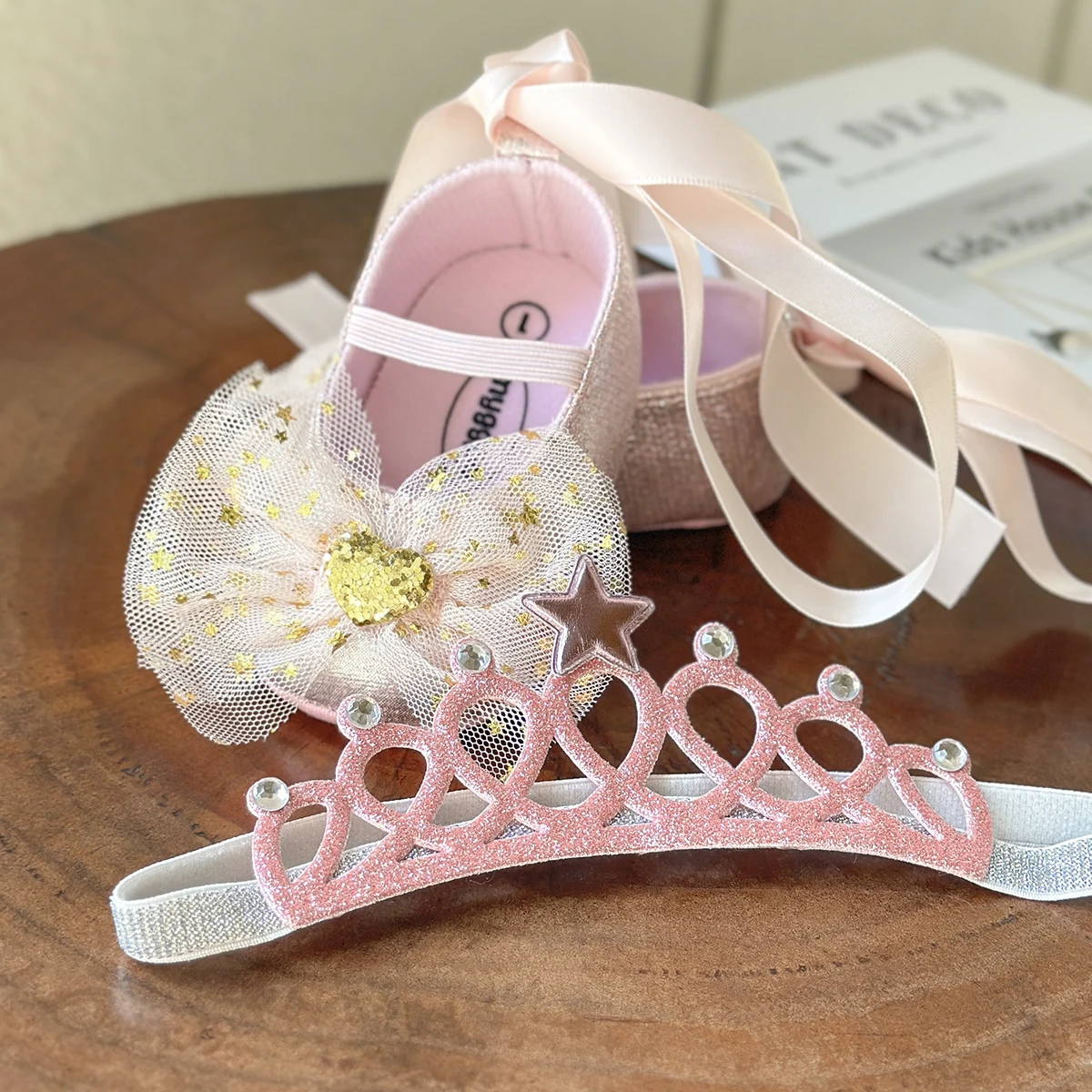 2pcs/Set Newborn Baby Shoes Baby Boy Girl Shoes Girl Classic Bowknot Rubber Sole Anti-slip PU Dress Shoes First Walker Toddler C