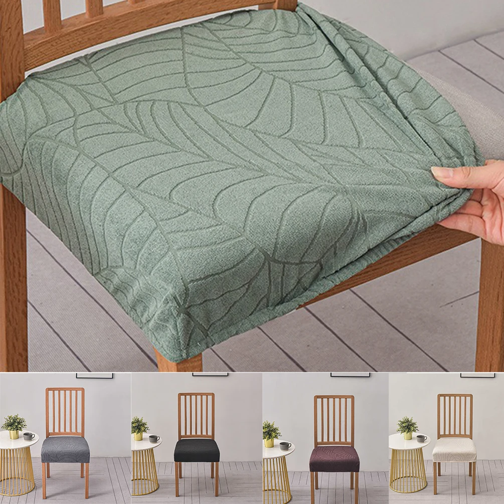 

1pc Leaves Jacquard Chair Cover Anti-dirt Solid Color Seat Slipcover Thicken Removable Washable Chair Case for Dining Room Home