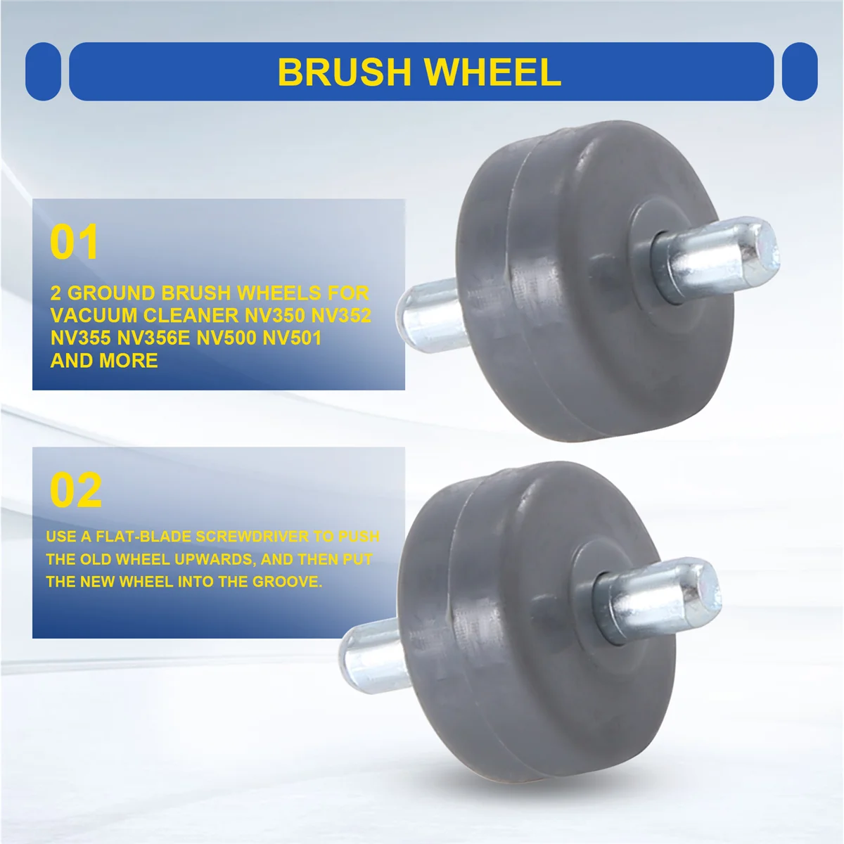 2 Ground Brush Wheels for Shark Vacuum Cleaner NV350 NV352 NV355 NV356E NV500 NV501 and MoreA83X