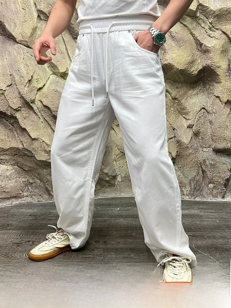 

Faionable Loose Men's Casual Pants New Autumn Arrival Silk Cotton Straight Leg Pants Breathable Comfortable American Sle