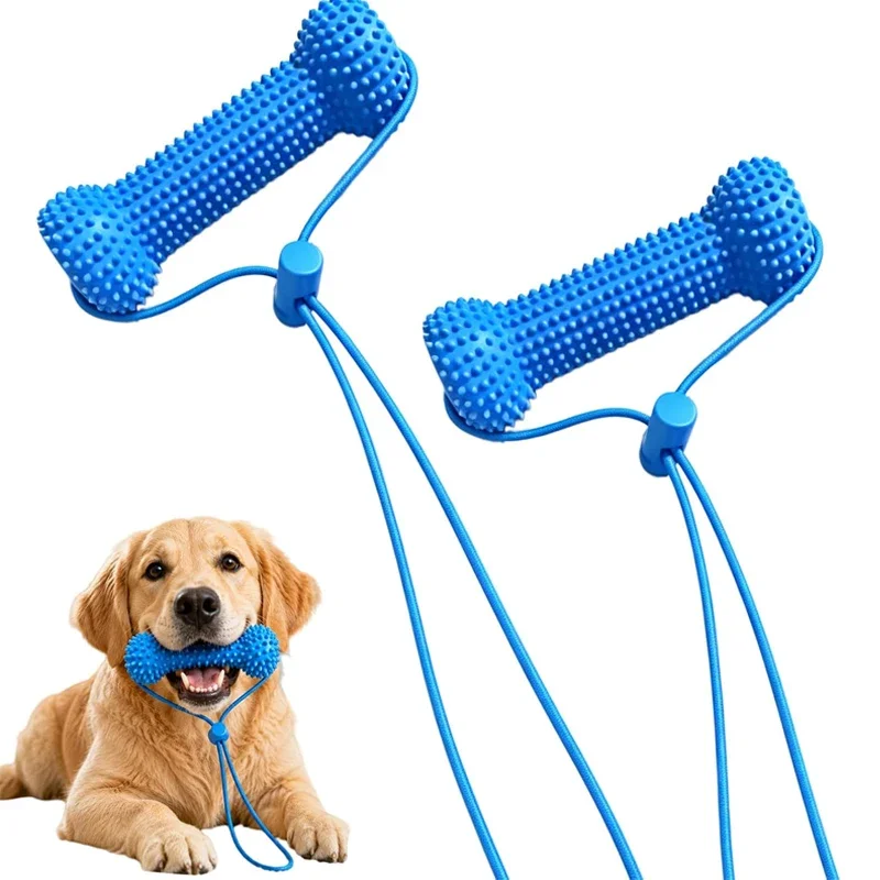 Durable Rubber Bone Dog Chew Toy, Teeth Cleaning Molar Toy, Oral Care Brushing Aid for Small Medium Large Dogs