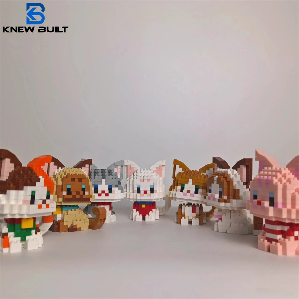 

Knew Built 2 Different Styles Cute Cat Micro Mini Building Blocks Toys Set Cat Models Patterns Perfect Collectible for Pet Lover