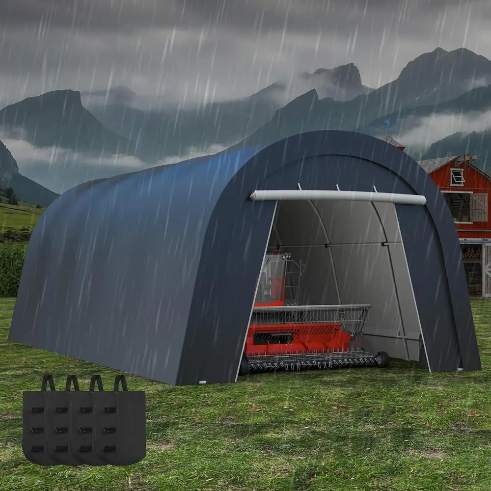 

Durable 12x25ft Carport with 4 Cloth Bags, Portable Garage, All-Season Shelter for Vehicles and Tools