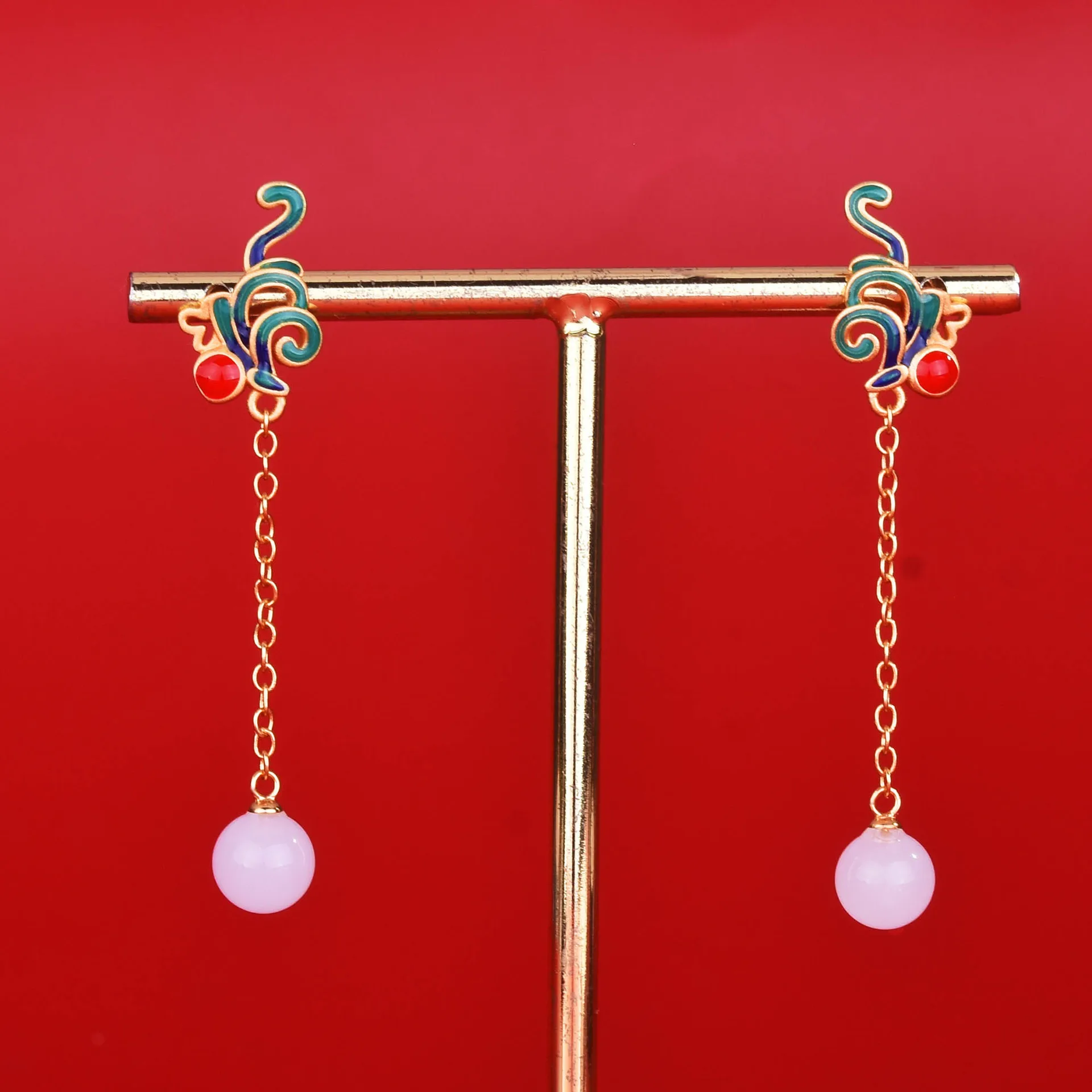 S925 sterling silver stud earrings, fringed long earrings, earrings, pendants, women's retro earrings.