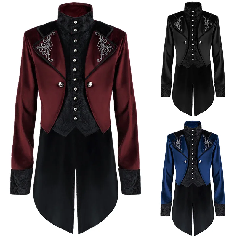 

Men Christmas Costumes Stand Collar Tail Coat Festival Costumes Cosplay Costumes Single Breasted Steampunk Medieval Vintage