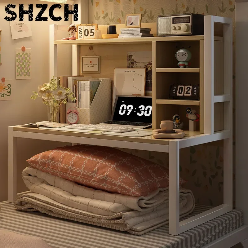Bed Computer Desk College Student Lazy Desk Bookshelf Bunk Dormitory Artifact Steel Frame Bedside Notebook Table