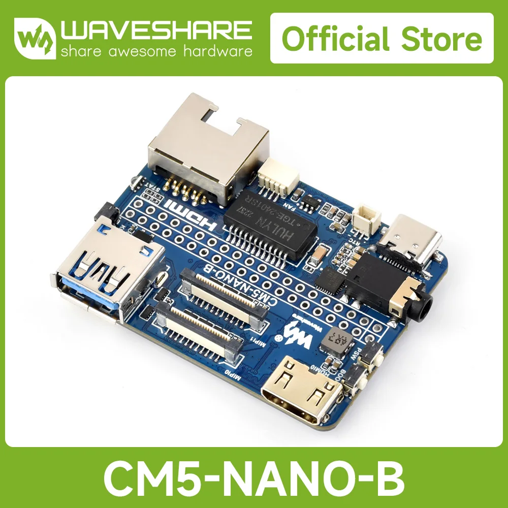 Picture 3: Waveshare Nano Base Board (B) for Raspberry Pi Compute Module 5, Same Size As The CM5, For Evaluating The Raspberry Pi CM5