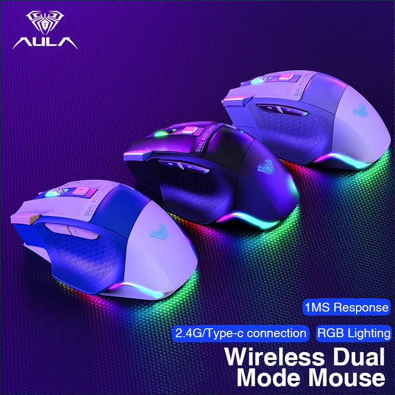 AULA SC550 Gaming Mouse 2.4G Wireless Macro Mouse RGB Backlight Effect Ergonomic Design