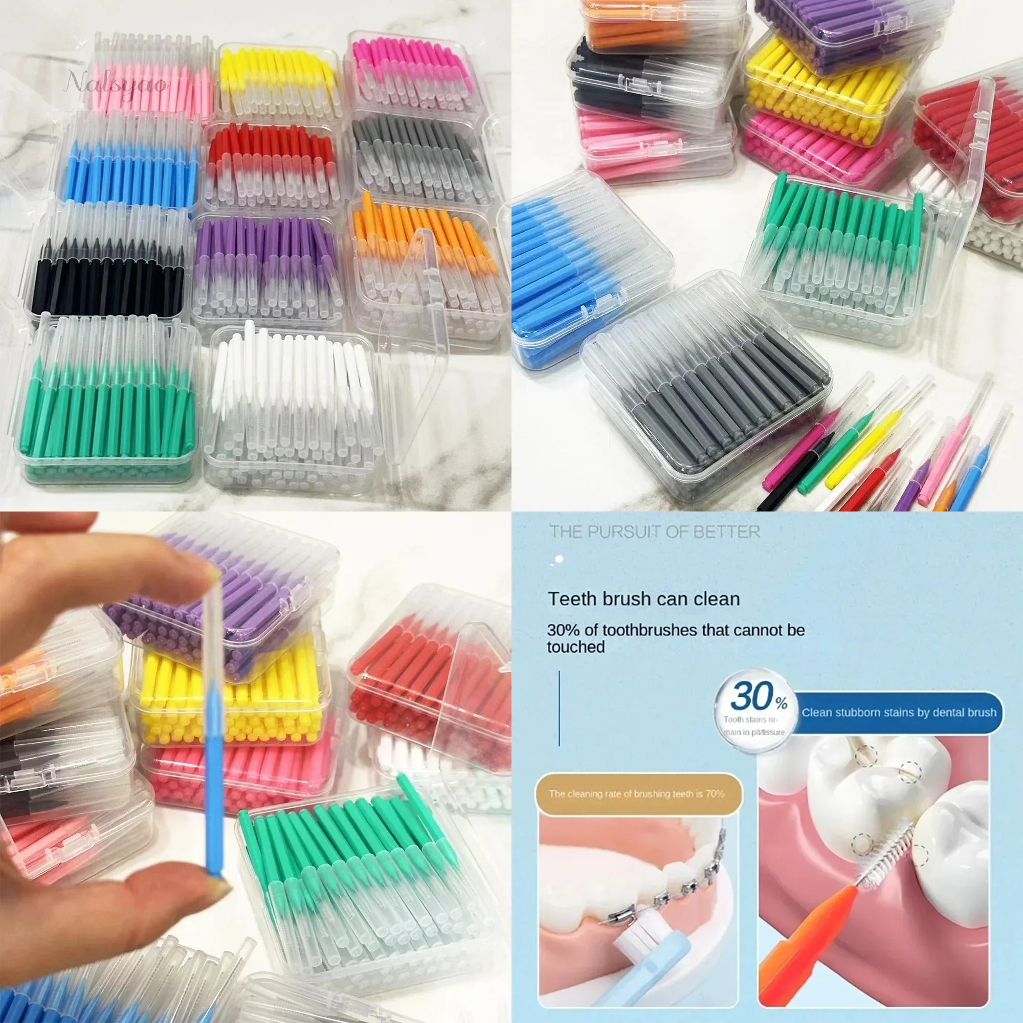 60Pcs Interdental Brushes Tooth Pick Push-Pull Dental Cleaner Removes Plaque Food Oral Hygiene Tools For Teeth Gap Care