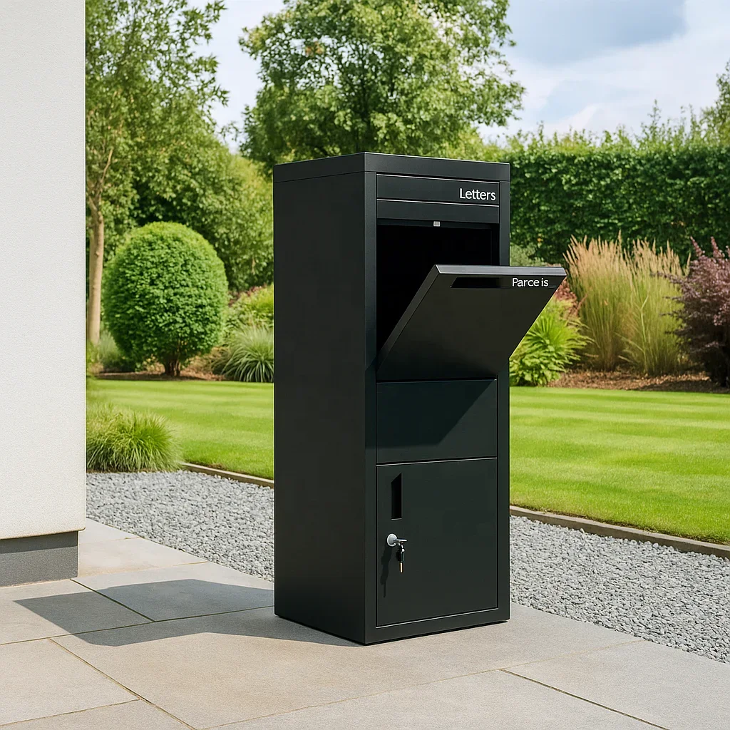 Custom Logo Home Outdoor Package Drop Mailbox Large Capacity Modern Freestanding Parcel Box