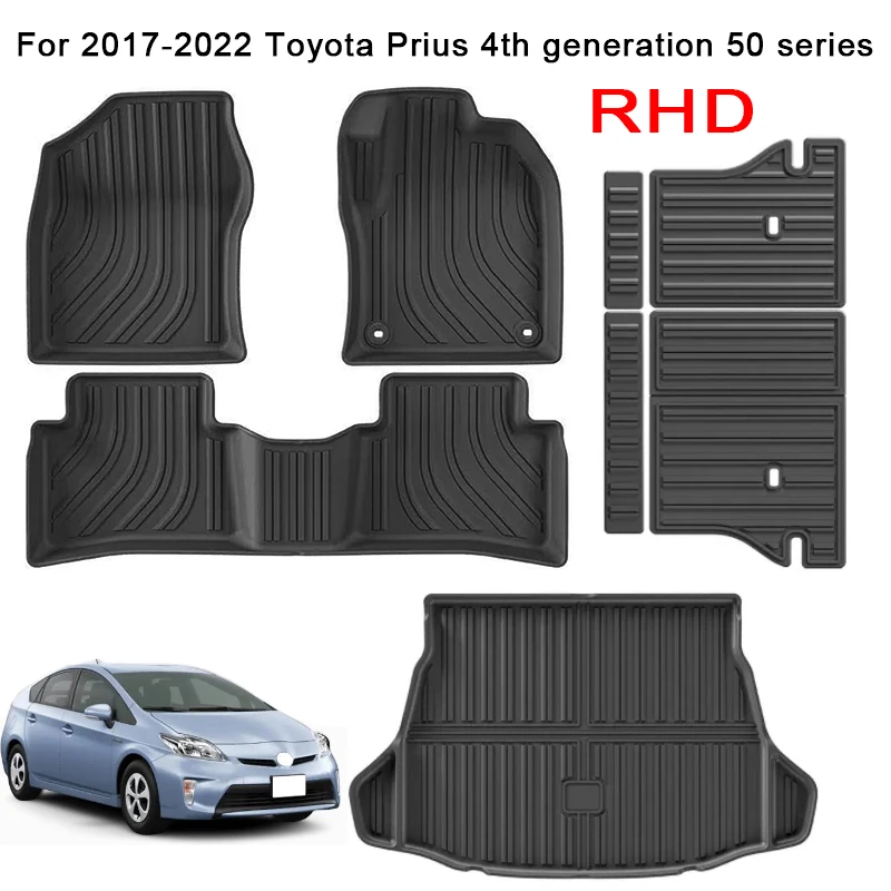 

RHD Floor Mats for 2017 2018 2019 2020 2021 2022 Toyota Prius 4th generation 50 series Hybrid Car Mats TPE Cargo Liner Trunk Mat