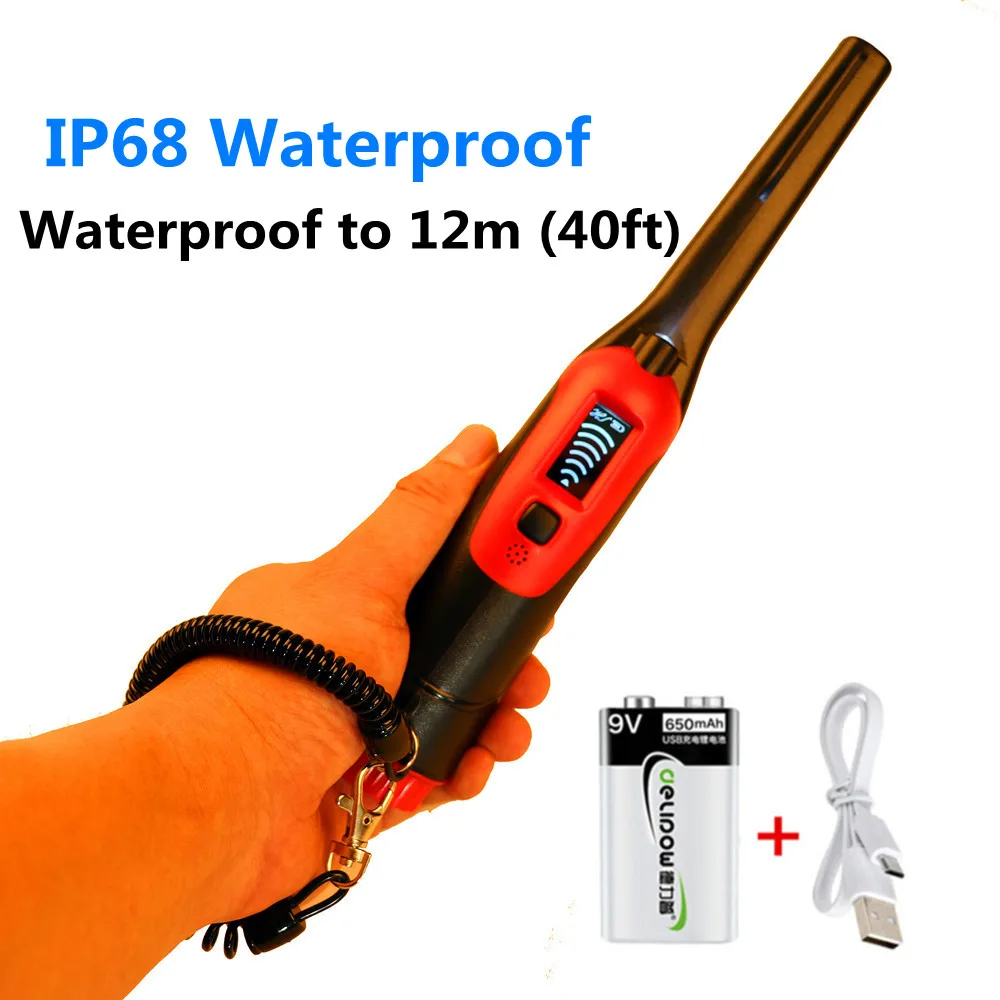 Detector de Metales Pinpoint LCD, buscador de metales Pinpointer de 360 °, resistente al agua hasta 40 pies bajo el agua