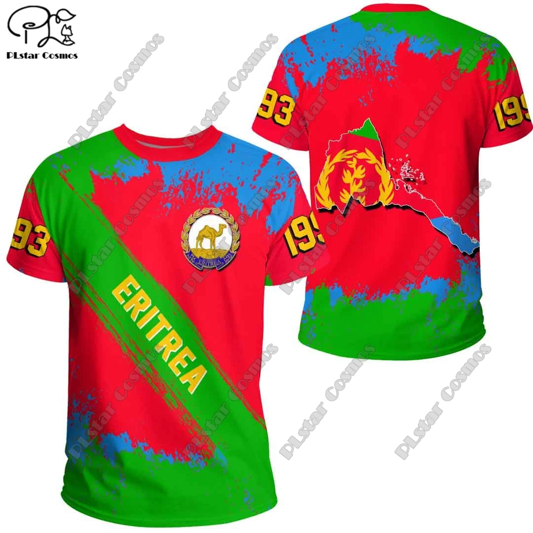 3D Printing Custom Name Eritrea Flag Tribal Vintage Tattoo Harajuku Summer Vintage Casual T Shirt Short Sleeve T Shirt     1