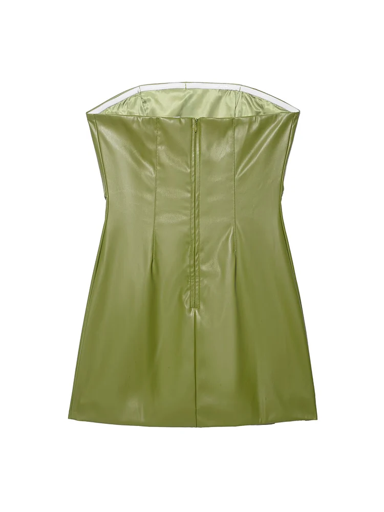 Sexy sem alças vestido de couro do plutônio para as mulheres moda bodycon sem costas vestido curto sexy clube festa vintage wear feminino vestidos