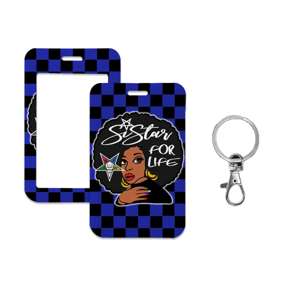 Sorority Eastern Star ID Card Holders Lanyard Anime Credit Card Badge Holder Girl Retractable Clip Business Cardholder Key
