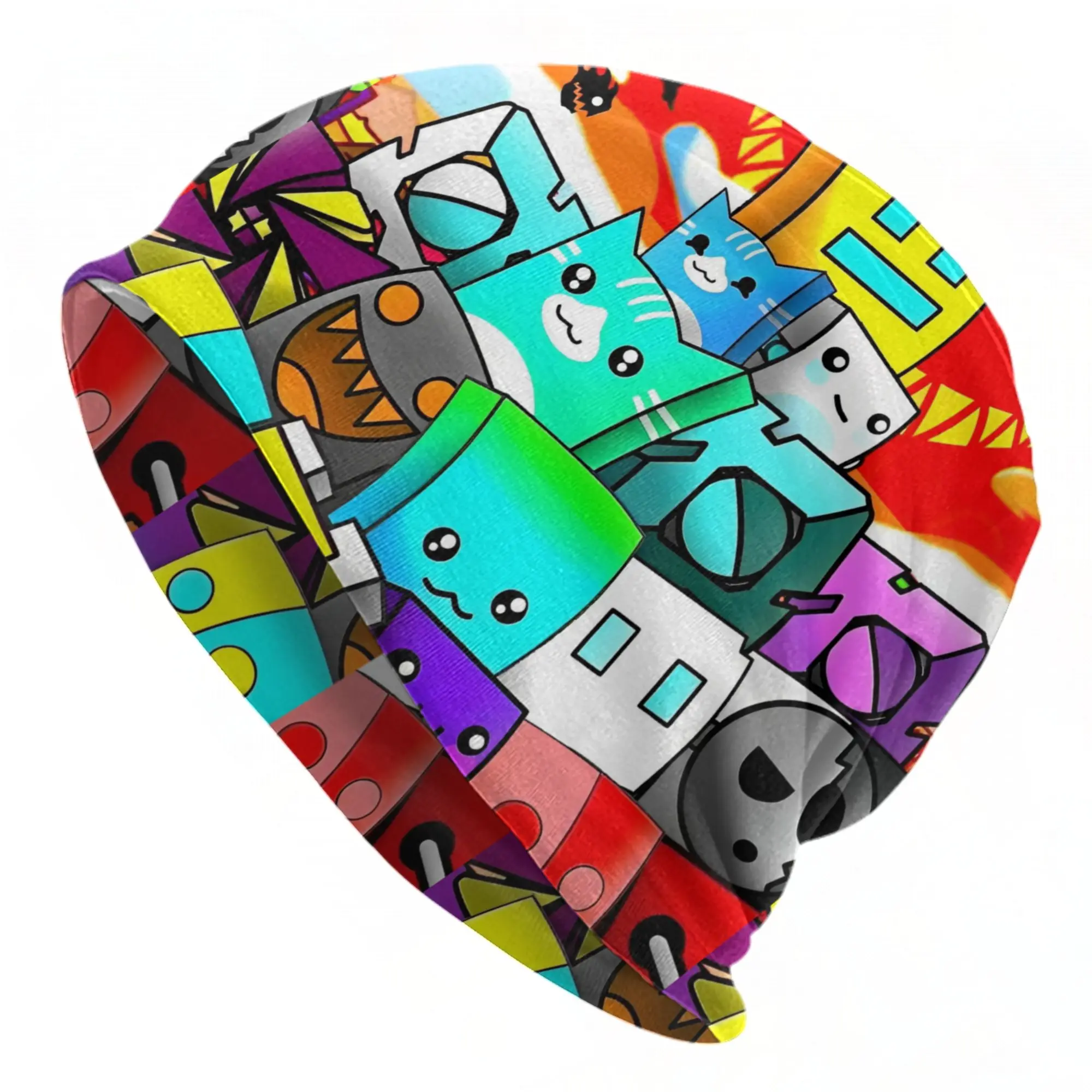 Geometry Cube Gaming Dash Bonnet Hat Goth Outdoor  Skullies Beanies Hats Unisex Warm Thermal Elastic Caps