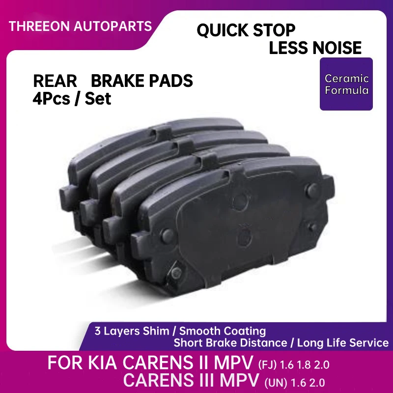 

THREEON Rear Ceramic Brake Pads for KIA CARENS II MPV 2.0 CARENS III MPV 1.6 2.0 58302-1DE00 58302-1DA00 58302-1DA01