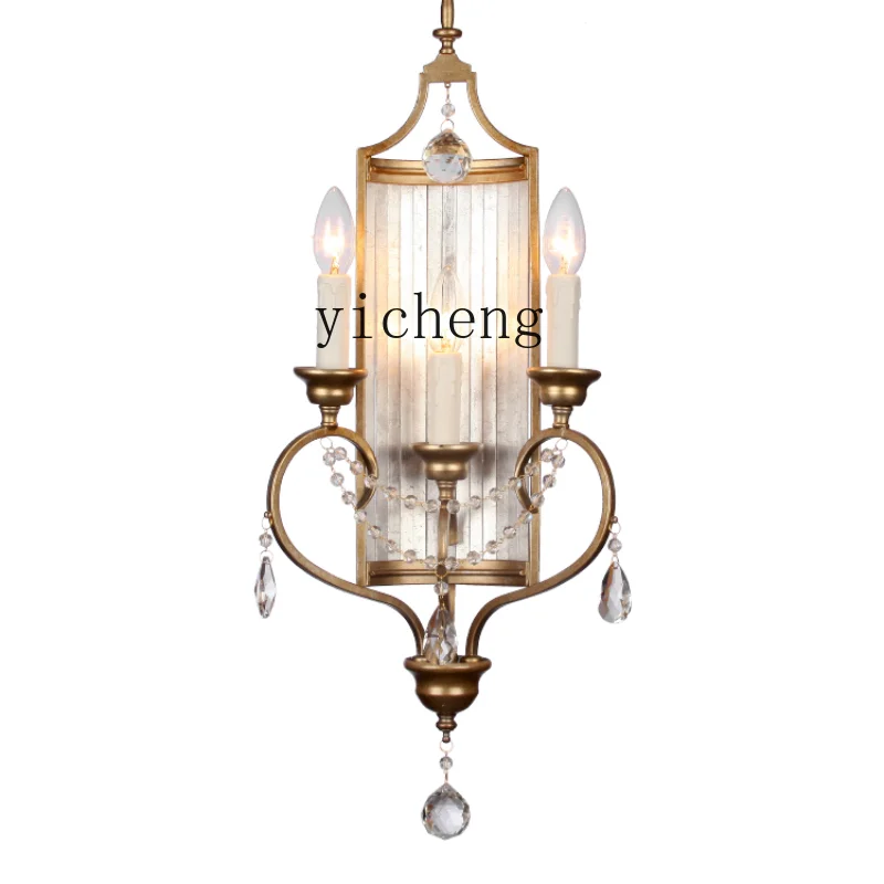 

ZK Candle Wall Lamp New Classical Iron Villa Bedroom Living Room Background Wall Aisle Crystal Wall Lamp