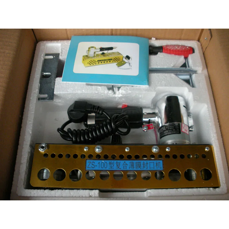 Portable Continuous Plastic Bag Sealing Machine + ZS-100 Manual Chain Compound Film Bag Sealer NEW