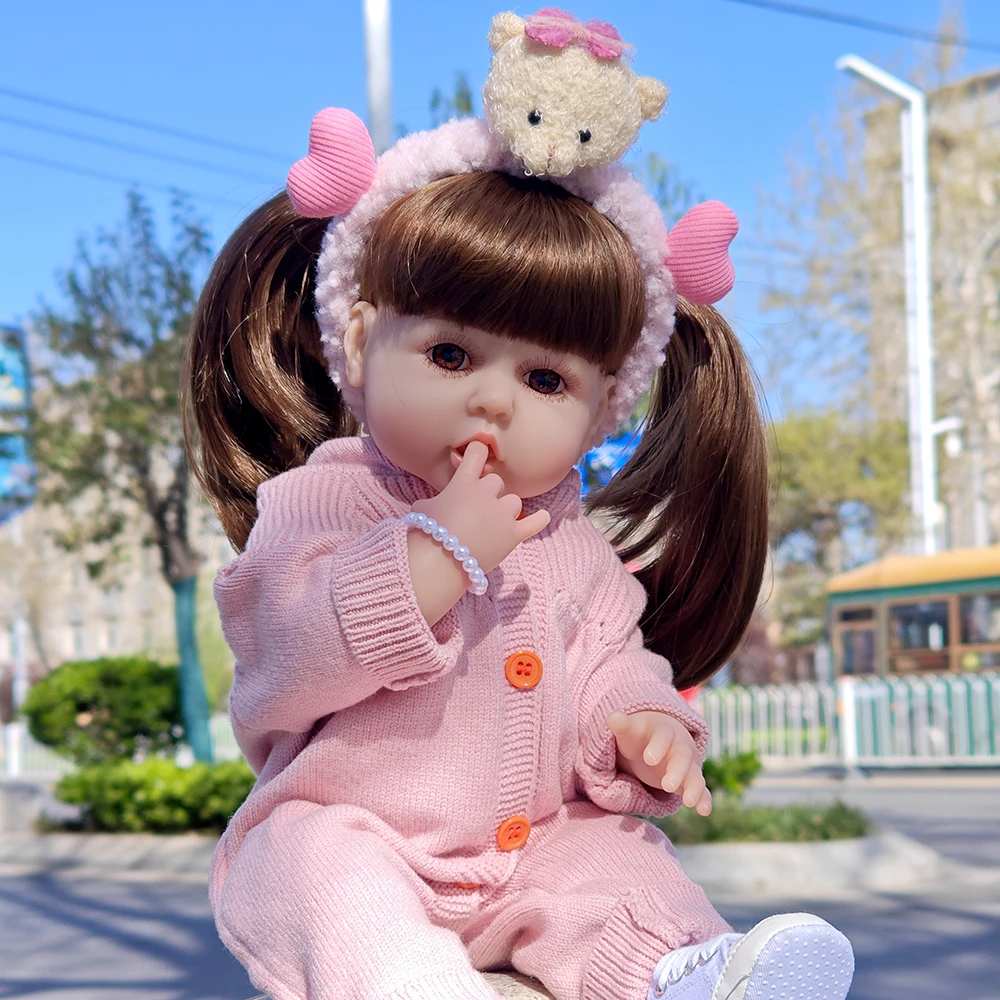

55cm Realistic Eating Finger Girl Reborn Baby Doll Full Vinyl Washable Body Princess Bebe Rebirth Dolls Birthday Christmas Gifts