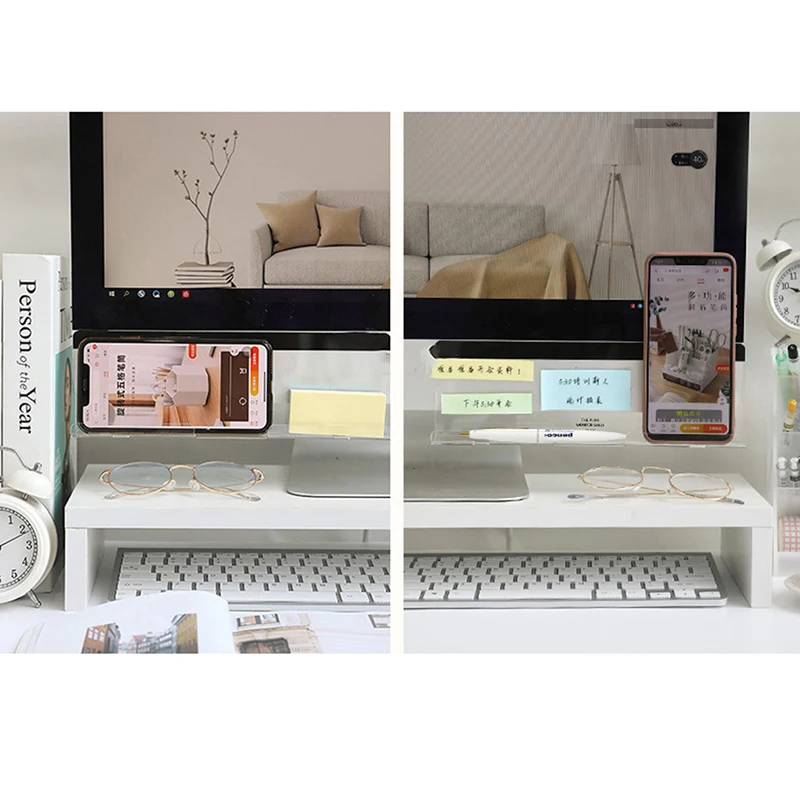 Creative Acrylic Monitor Message Memo Board For Sticky Note Transparent Name Card Phone Holder Desktop Plastic Holder Stationery view 4