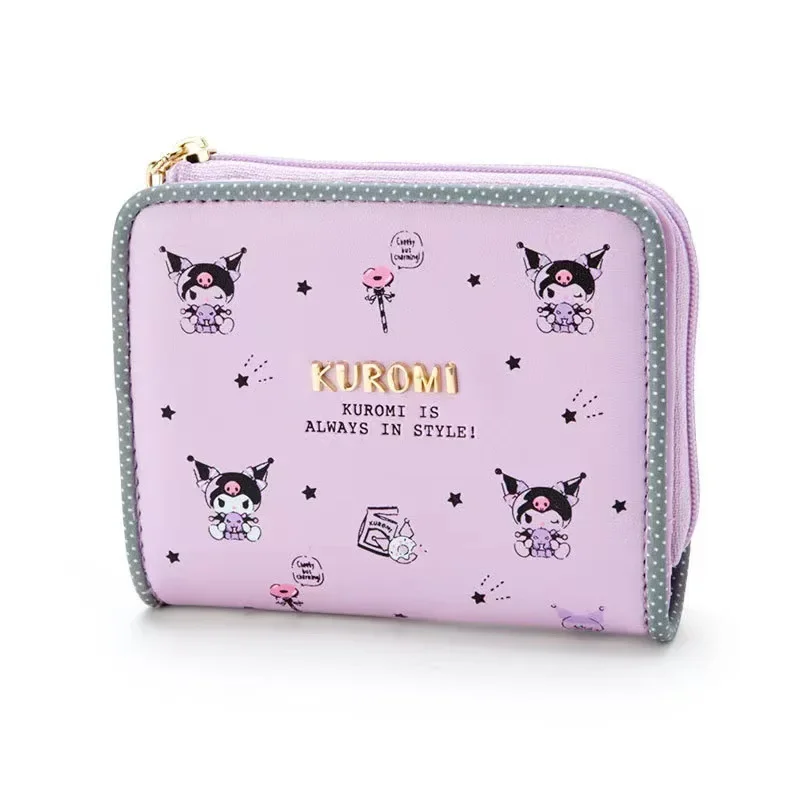 Sanrio Woman\'s Purse Girl Hello Kitty Cinnamoroll Kuromi Cartoon Pu Leather Zipper Multi-carport Large Capacity Fashion Purse